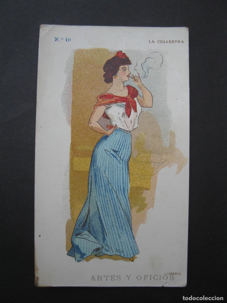 Coleccionismo Cromos antiguos: ARTES Y OFICIOS - CROMO N&ordm; 10 - LA CIGARRERA - CHOCOLATES JAIME BOIX.