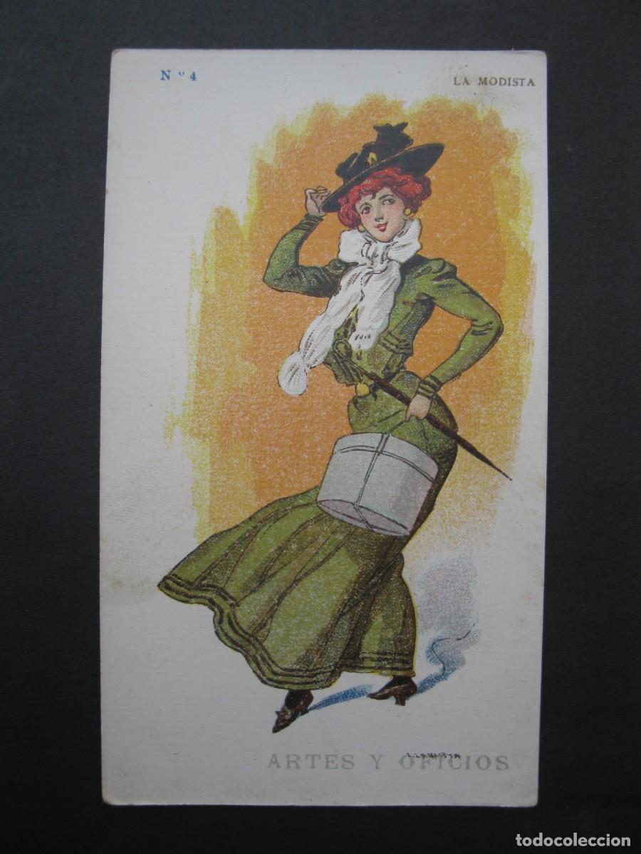 Coleccionismo Cromos antiguos: ARTES Y OFICIOS - CROMO N&ordm; 4 - LA MODISTA - CHOCOLATES JAIME BOIX.