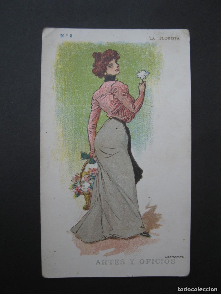 Coleccionismo Cromos antiguos: ARTES Y OFICIOS - CROMO N&ordm; 3 - LA FLORISTA - CHOCOLATES JAIME BOIX.