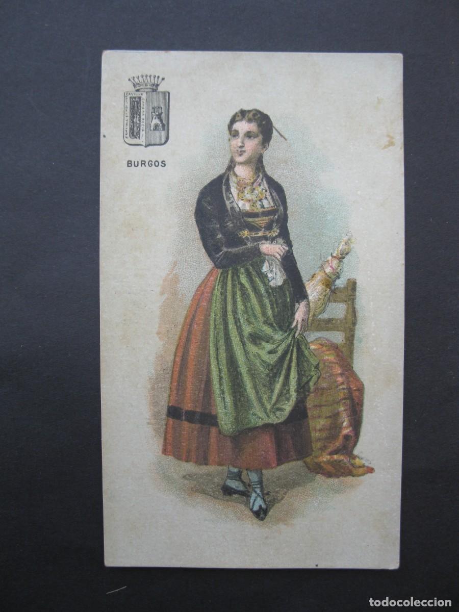 Coleccionismo Cromos antiguos: TIPOS DE LAS 49 PROVINCIAS DE ESPA&Ntilde;A - CROMO SIN NUMERAR - BURGOS - CHOCOLATES JAIME BOIX.