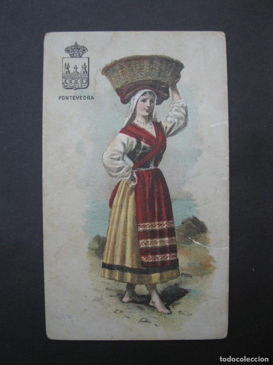 Coleccionismo Cromos antiguos: TIPOS DE LAS 49 PROVINCIAS DE ESPA&Ntilde;A - CROMO SIN NUMERAR - PONTEVEDRA - CHOCOLATES JAIME BOIX.