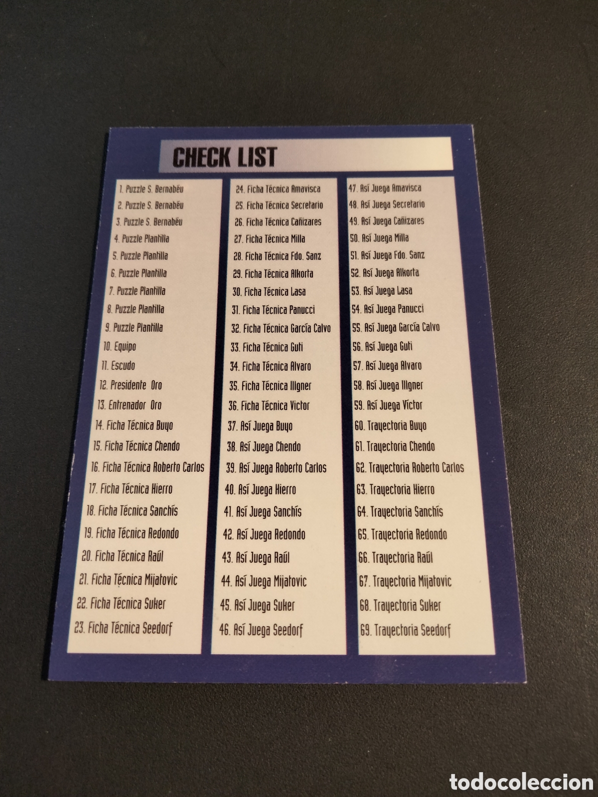 Coleccionismo Cromos antiguos: CHECKLIST # 125 REAL MADRID COLECCI&Oacute;N 1996/97 PANINI