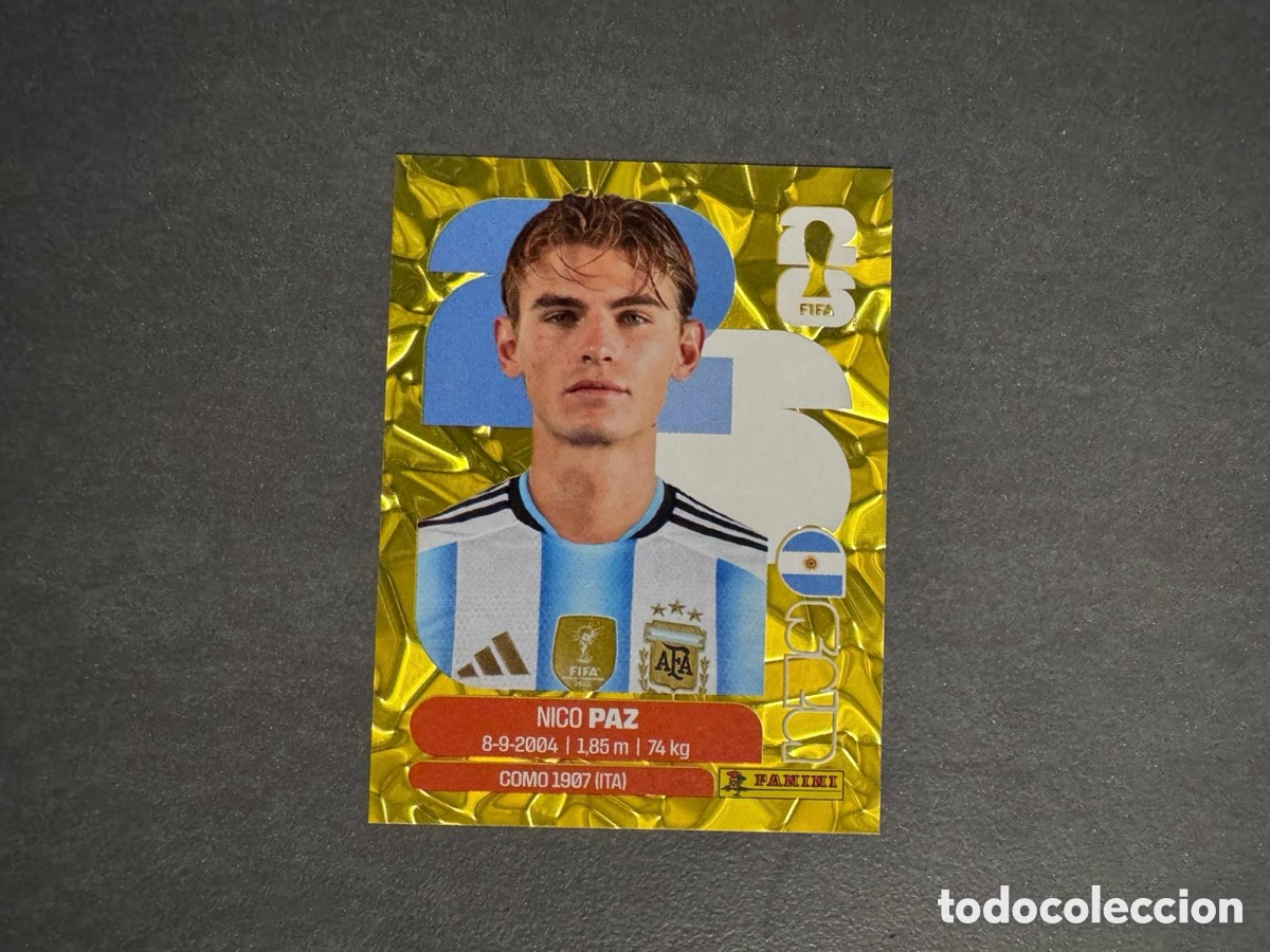 Coleccionismo Cromos antiguos: Panini World Cup 2026 Nico Paz Gold Crumple ARG14