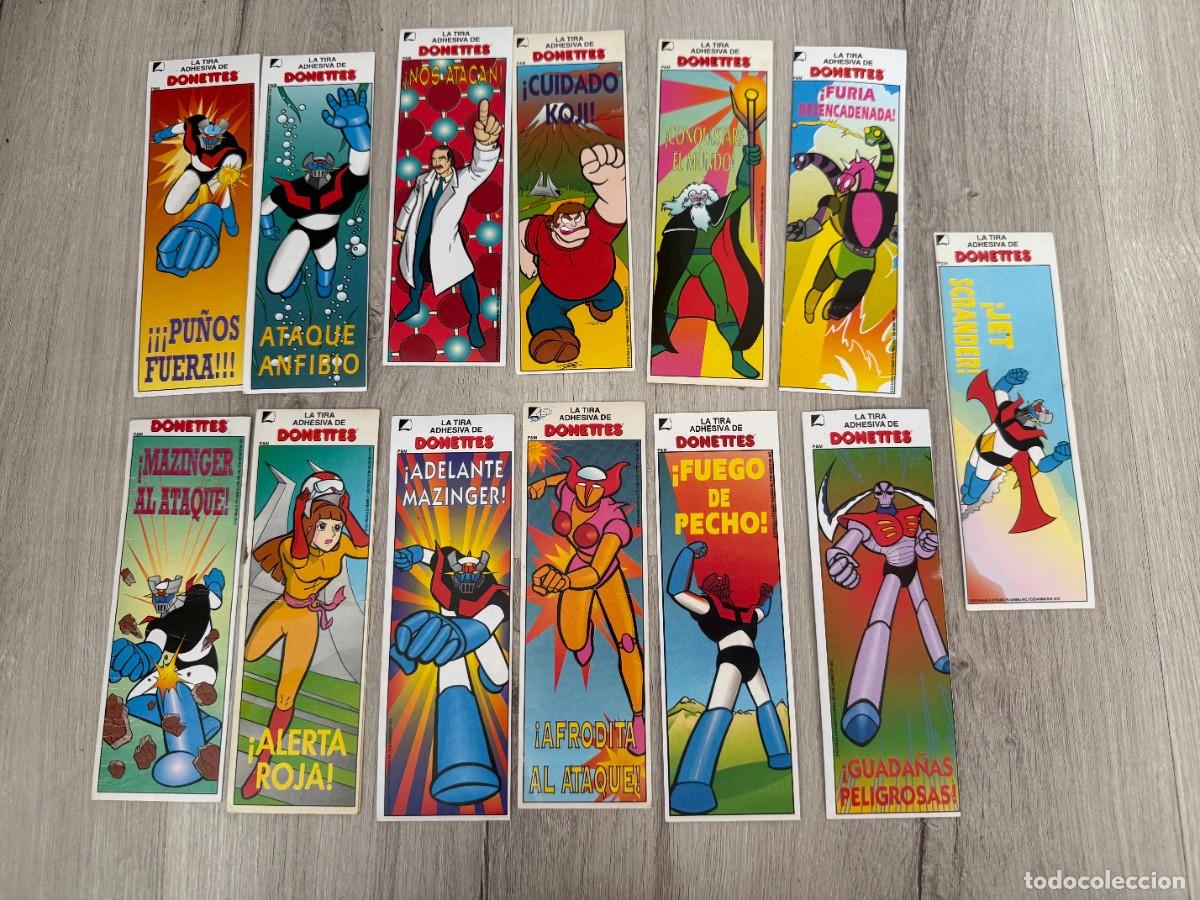 Coleccionismo Cromos antiguos: 13 tiras adhesivas Donettes - Mazinger Z - M&aacute;s de media colecci&oacute;n