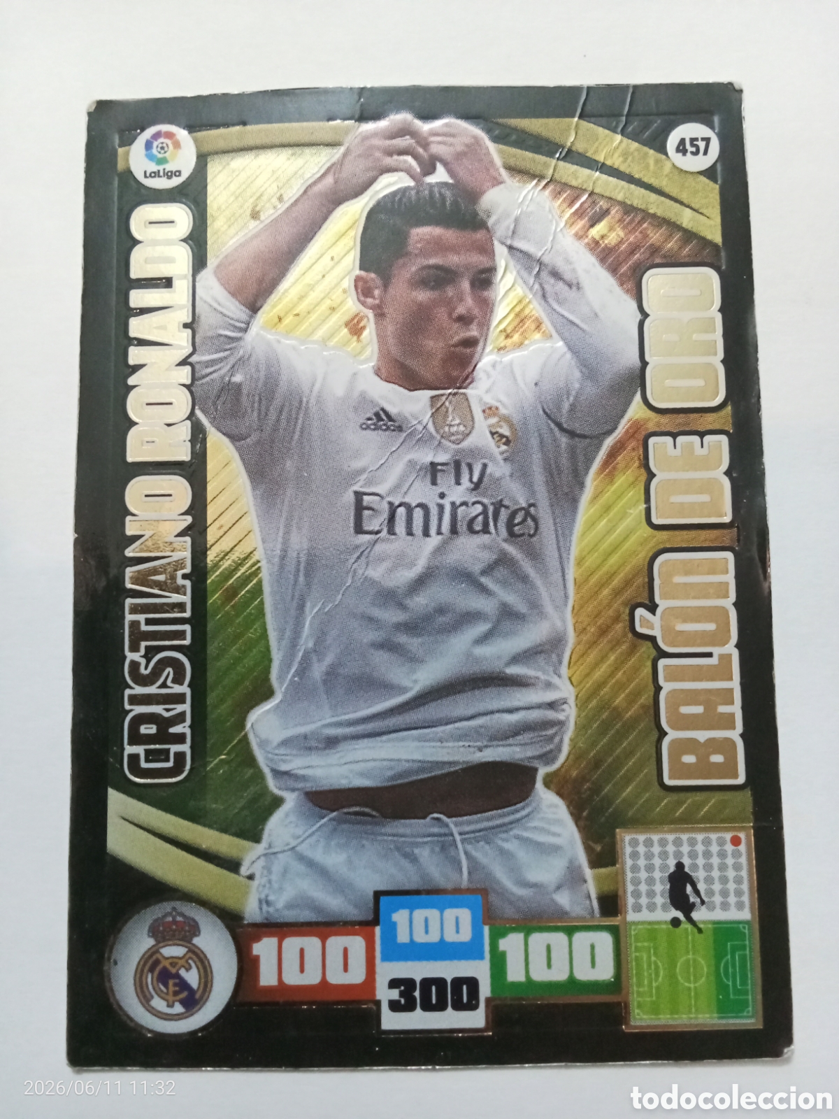 Collezionismo Figurine antiche: Carta como Adrenalyn 2015-16 Panini Cristiano Ronaldo Bal&oacute;n de oro