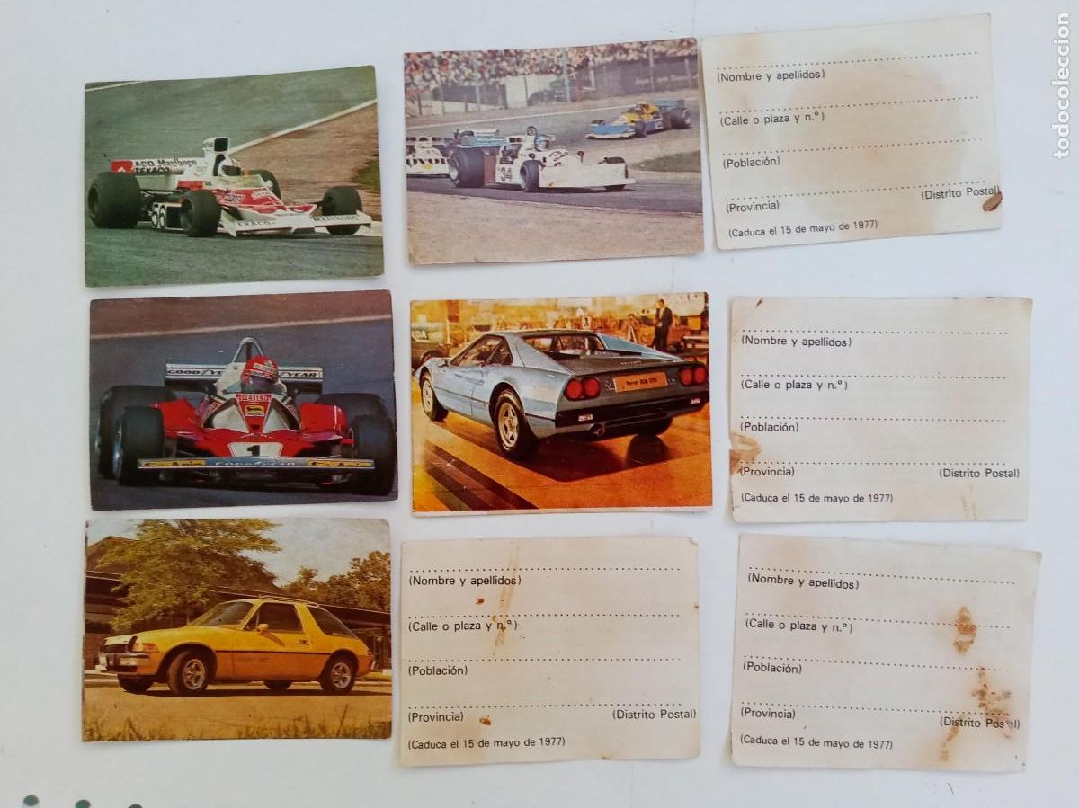 Coleccionismo Cromos antiguos: LOTE DE 5 CROMOS DE &uml; EL MUNDO DEL AUTOMOVIL &uml;DE BIMBO Y 4 VALES . A&Ntilde;OS 70 -80