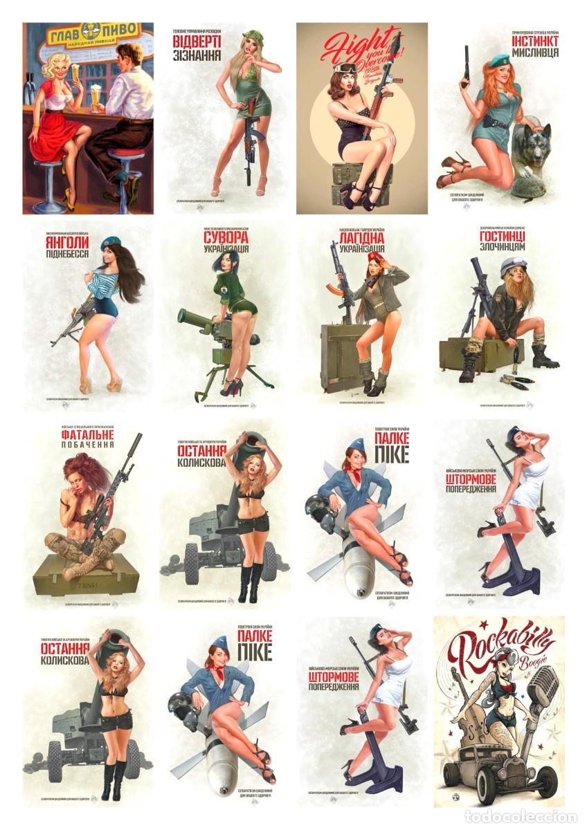 Coleccionismo Cromos antiguos: PEGATINAS 3x1 EURO!! 46x70 mm PIN-UP, VINTAGE, RUSSIAN GIRLS, FANTASY, WAR GIRLS