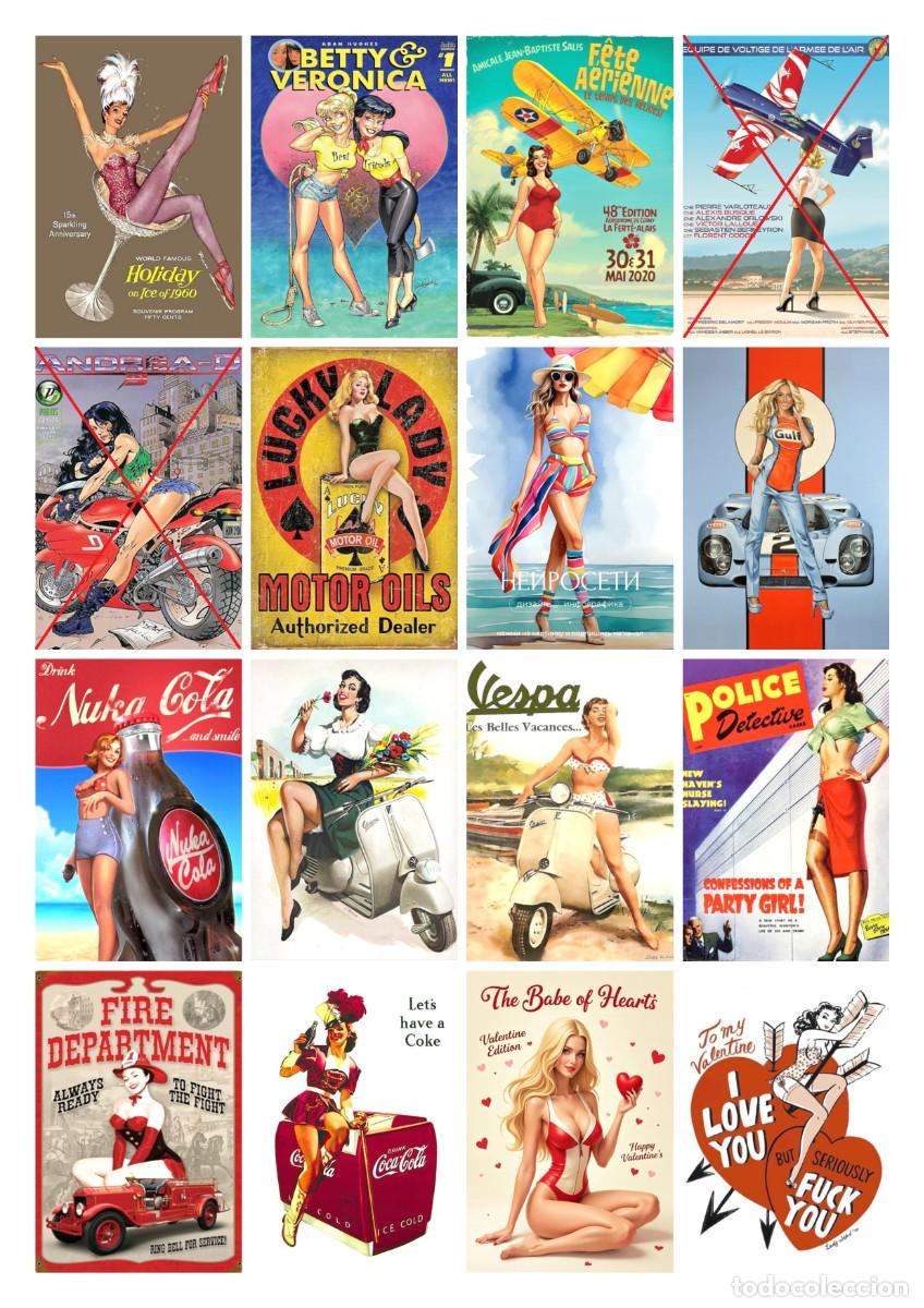 Coleccionismo Cromos antiguos: PEGATINAS 3x1 EURO!! 46x70 mm PIN-UP, VINTAGE, RUSSIAN GIRLS, GULF, BURLESQUE, COCA COLA