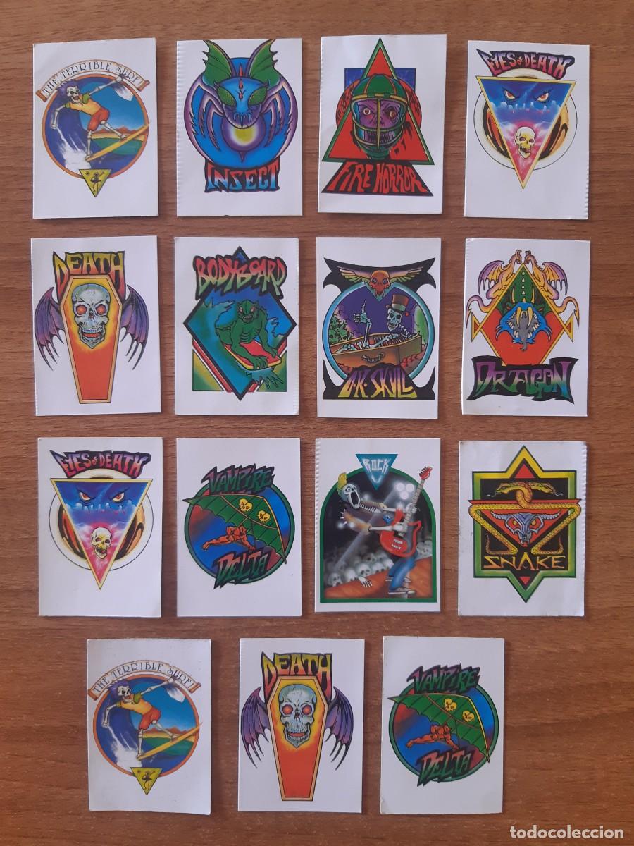 Coleccionismo Cromos antiguos: BOLLYCAO LOTE 15 ADHESIVOS TERRORIFICOS PARA DECORAR TU MONOPATIN A&Ntilde;OS 90. NUNCA PEGADOS, SIN PEGAR