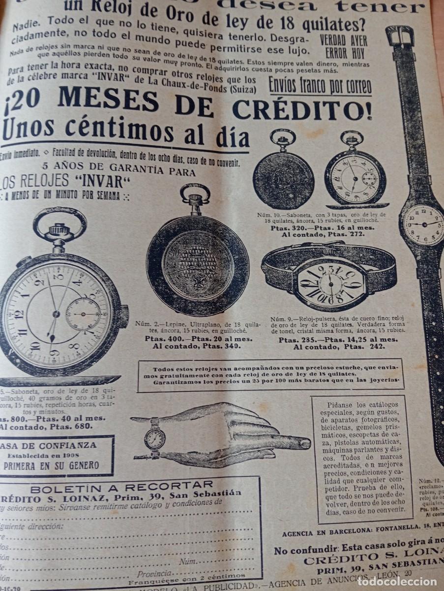 Coleccionismo Cromos antiguos: REVISTA ENTERA A&Ntilde;O 1921 VIZCONDE DE EZA EN PAMPLONA ALCALDE MARTINEZ DOMINGO RELOJ ORO INVAR PULSERA