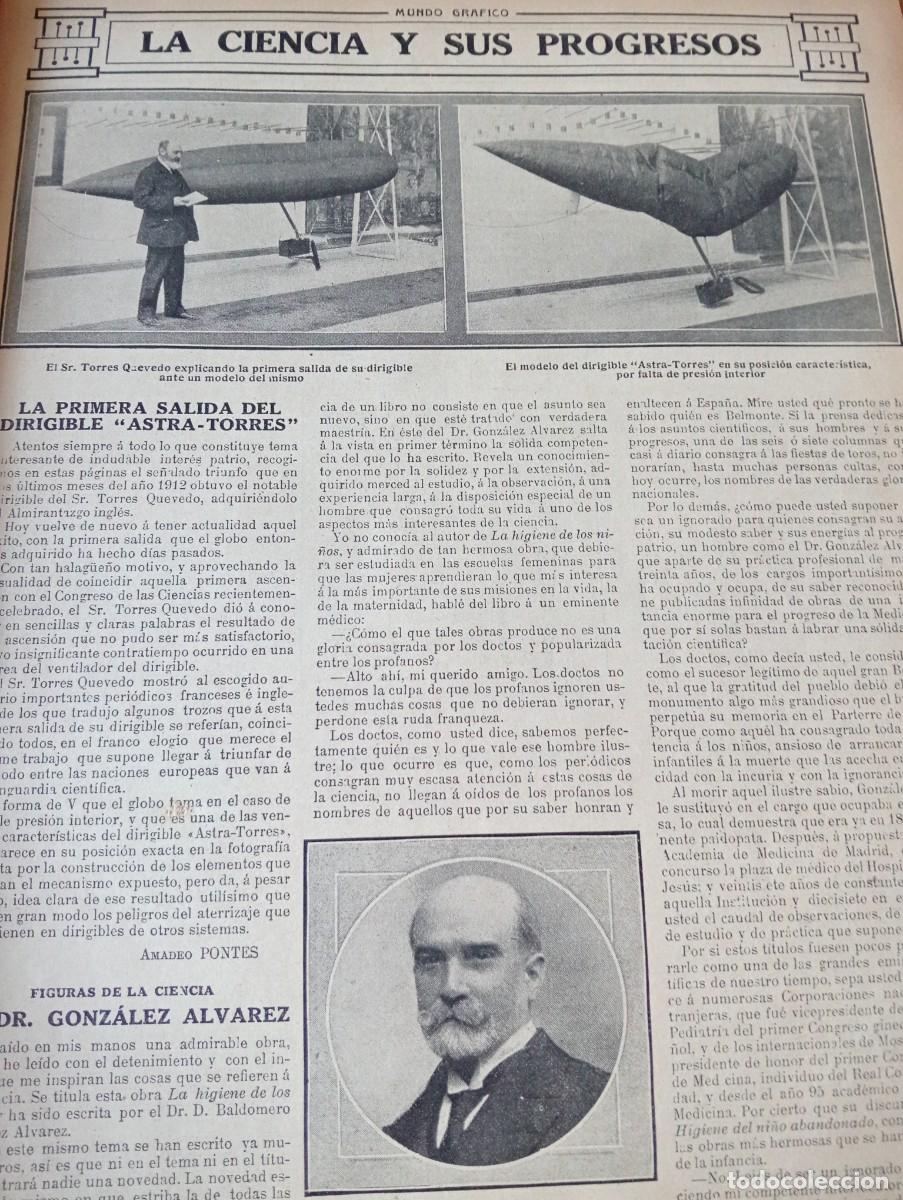 Coleccionismo Cromos antiguos: REVISTA ENTERA A&Ntilde;O 1913 DIRIGIBLE ESPA&Ntilde;OL TORRES QUEVEDO RAFAEL SANCHO ALEGRE CAZADORES DE SEGORBE