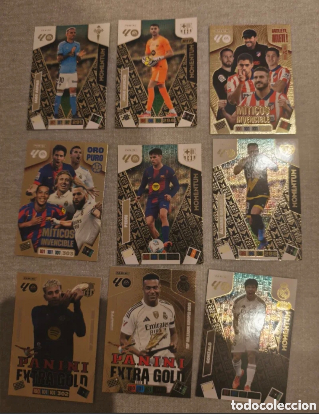 Coleccionismo Cromos antiguos: Lote momentum extra gold miticos adrenalyn 25-26