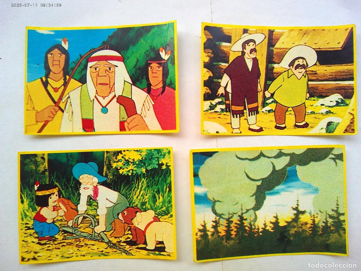 Collectable Antique Stickers: LOTE 4 CROMOS &uml; JACKY EL OSO DE TALLAC &uml;, DE DANONE . A&Ntilde;OS 80
