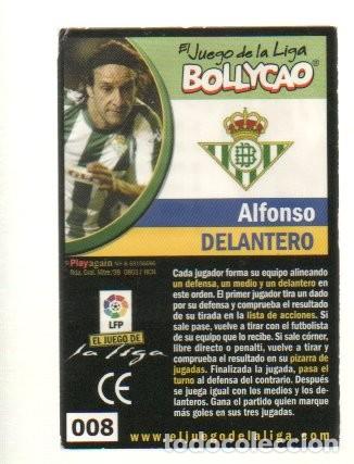 Coleccionismo Cromos antiguos: CROMO BOLLYCAO - EL JUEGO DE LA LIGA N&ordm; 008 - ALFONSO, DELANTERO DEL BETIS.