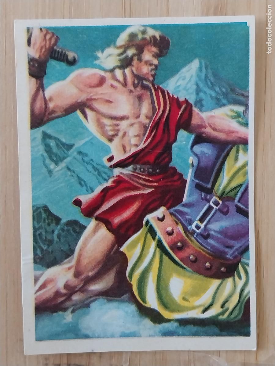 Coleccionismo Cromos antiguos: GOLIAT CHOCOLATE HUESO ATECA HEROES LEGENDARIOS CROMO 28 RECUPERADO ORIGINAL ILUSTRACION BADIA