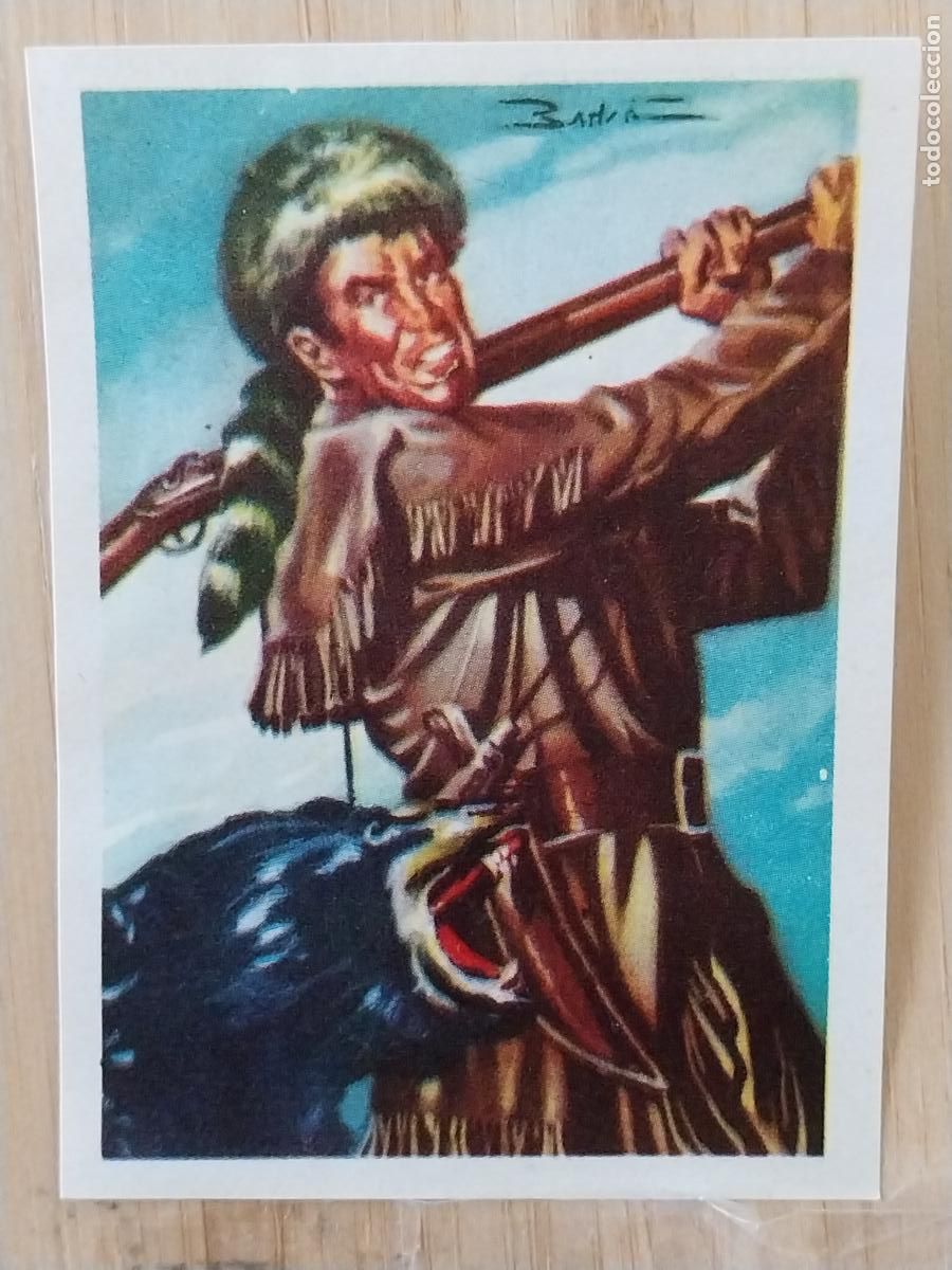 Coleccionismo Cromos antiguos: DAVID CROCKETT HUESO ATECA CHOCOLATES HEROES LEGENDARIOS CROMO 102 RECUPERADO ILUSTRACION BADIA
