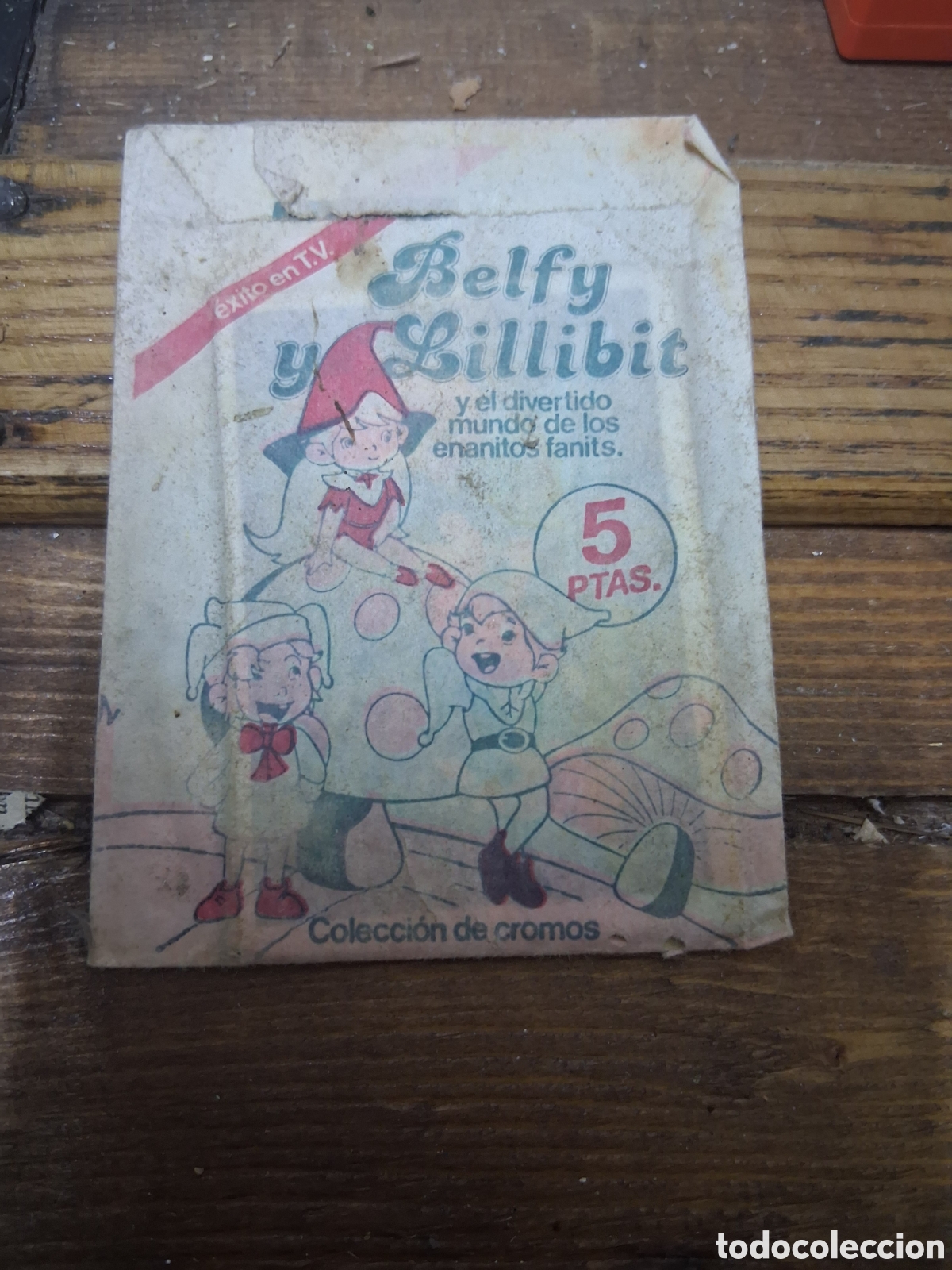 Coleccionismo Cromos antiguos: Cromo dibujos animados BELFY Y LILLIBIT enanitos fanits a&ntilde;o 1982 sobre paquete pacosa dos