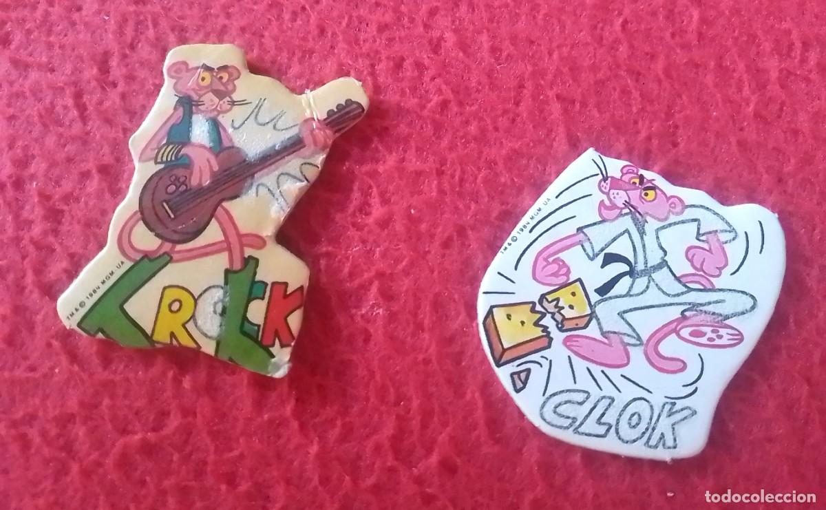 Coleccionismo Cromos antiguos: LOTE DE 2 ANTIGUOS CROMOS ACOLCHADOS PEGATINAS O SIMIL LA PANTERA ROSA PINK PANTER MATUTANO..A&Ntilde;OS 80