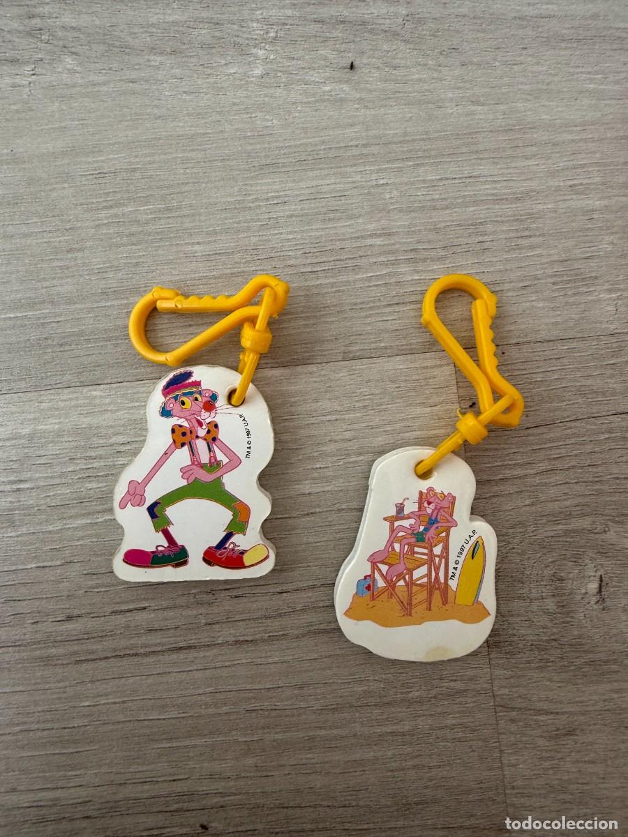 Coleccionismo Cromos antiguos: 2 llaveros Pantera Rosa de Bimbo