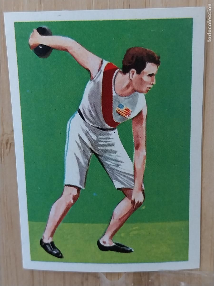 Coleccionismo Cromos antiguos: GARRET DISCO USA ATENAS 1896 CROMO PROMO CHOCOLATE A&Ntilde;O 1964 RECUPERADO 5.6X4CMS