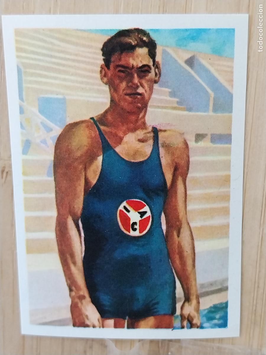 Coleccionismo Cromos antiguos: WEISSMULER TARZAN NATACION P&Agrave;RIS 1924 CROMO PROMO CHOCOLATE A&Ntilde;O 1964 RECUPERADO 5.6X4CMS
