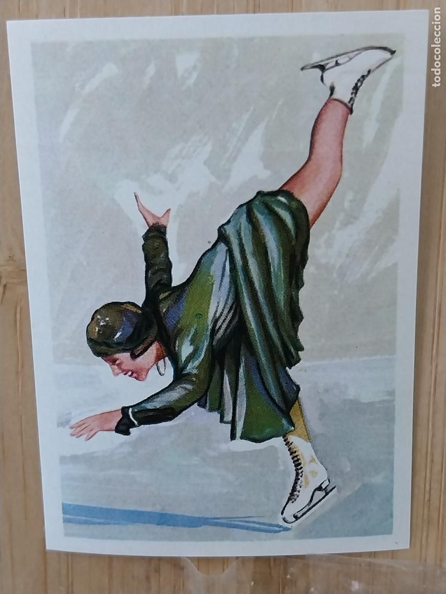 Coleccionismo Cromos antiguos: HENIE NORUEGA PATINAJE 1928 CROMO PROMO CHOCOLATE A&Ntilde;O 1964 RECUPERADO 5.6X4CMS