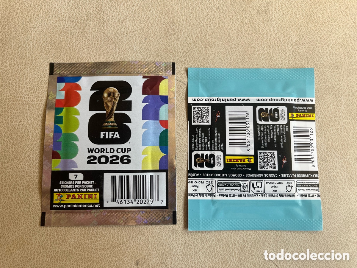 Coleccionismo Cromos antiguos: Paquete de pegatinas WC 2026 Panini versi&oacute;n H&Iacute;BRIDA (EE. UU. delantero + EUR trasera) ERROR