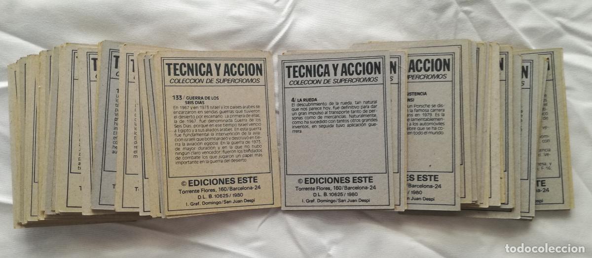 Coleccionismo Cromos antiguos: Lote de 95 cromos del album Tecnica y Accion, ESTE - Nunca pegados; todos diferentes