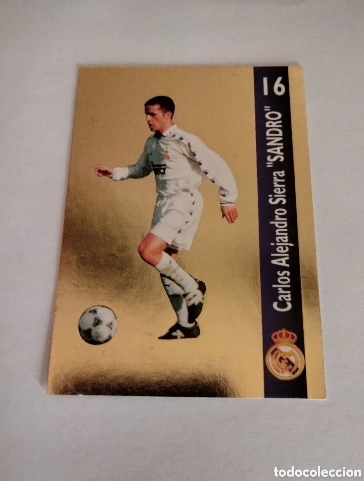 Coleccionismo Cromos antiguos: SANDRO # 157 REAL MADRID ORO FICHA 1902/1996 MAGIC BOX