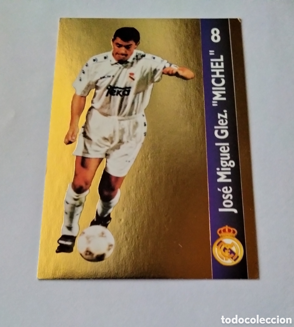 Coleccionismo Cromos antiguos: MICHEL # 141 REAL MADRID ORO FICHA 1902/1996 MAGIC BOX