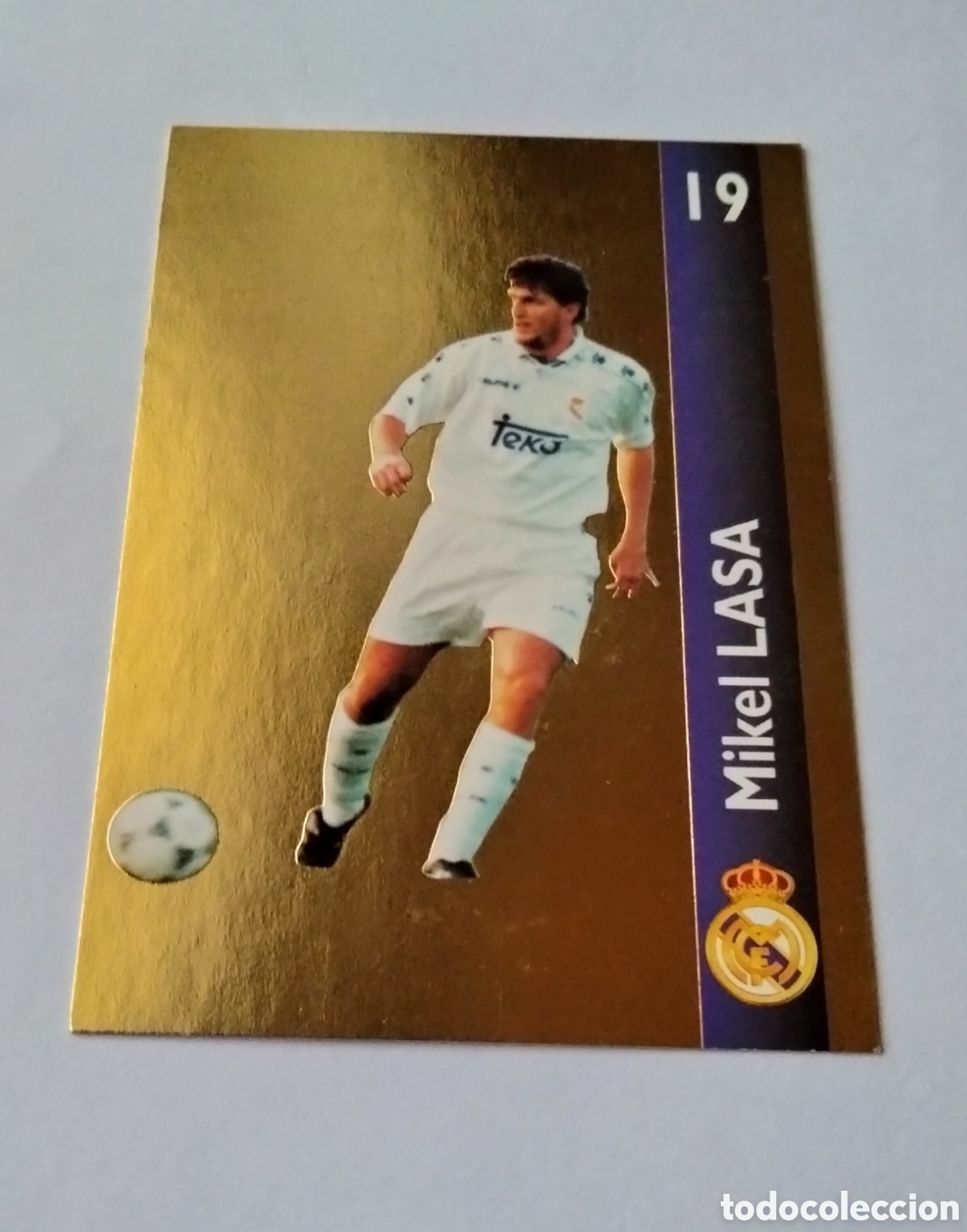 Coleccionismo Cromos antiguos: LASA # 163 REAL MADRID ORO FICHA 1902/1996 MAGIC BOX