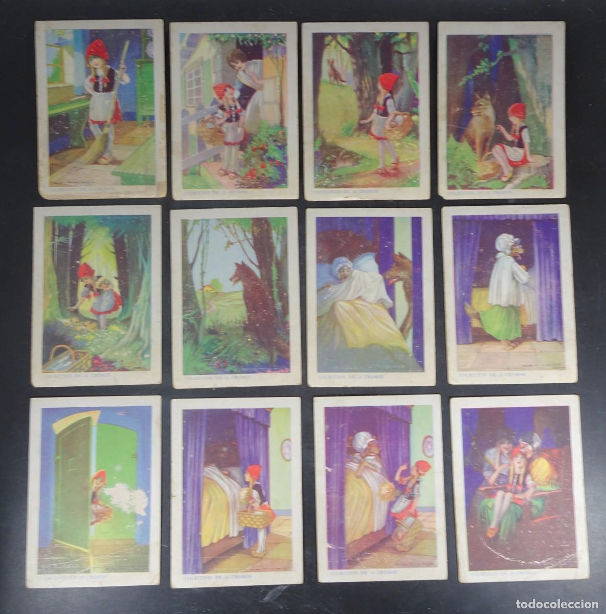 Coleccionismo Cromos antiguos: CAPERUCITA ROJA COMPLETO 12 CROMOS, CHOCOLATES PEDRO SABATER, VER FOTOS