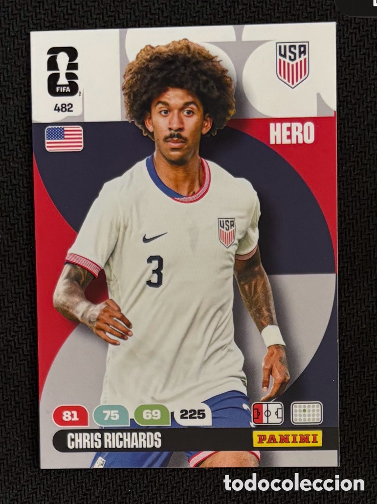 Coleccionismo Cromos antiguos: 482 RICHARDS EEUU Carta FIFA WORLD CUP 2026 mundial ADRENALYN XL