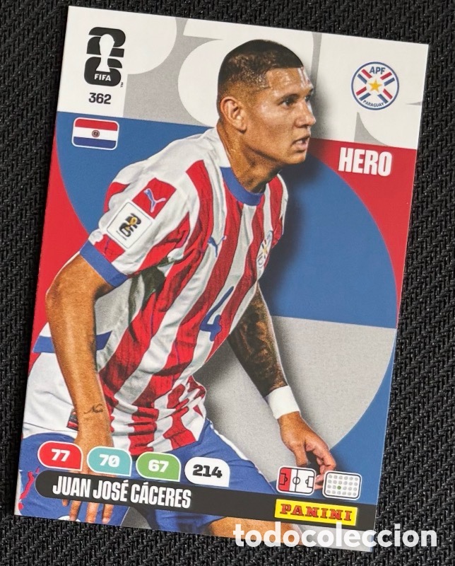 Coleccionismo Cromos antiguos: 362 CACERES PARAGUAY Carta FIFA WORLD CUP 2026 mundial ADRENALYN XL
