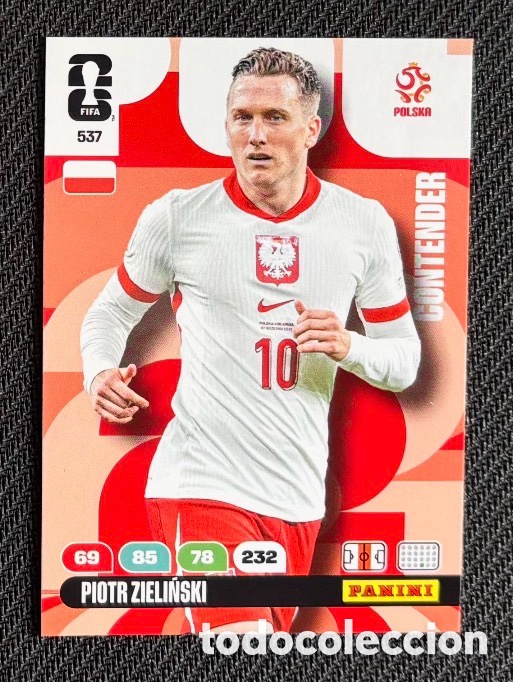 Coleccionismo Cromos antiguos: 537 ZIELINSKI POLONIA Carta FIFA WORLD CUP 2026 mundial ADRENALYN XL