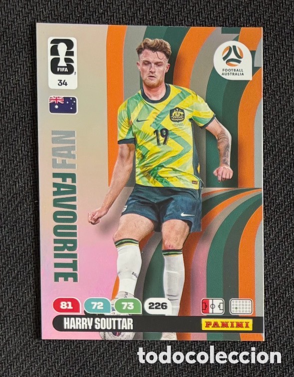 Coleccionismo Cromos antiguos: 34 SOUTTAR AUSTRALIA FAN FAVOURITE Carta FIFA WORLD CUP 2026 mundial ADRENALYN XL