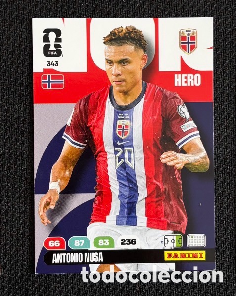 Coleccionismo Cromos antiguos: 343 NUSA NORUEGA Carta FIFA WORLD CUP 2026 mundial ADRENALYN XL