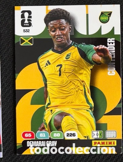 Coleccionismo Cromos antiguos: 532 GRAY JAMAICA Carta FIFA WORLD CUP 2026 mundial ADRENALYN XL
