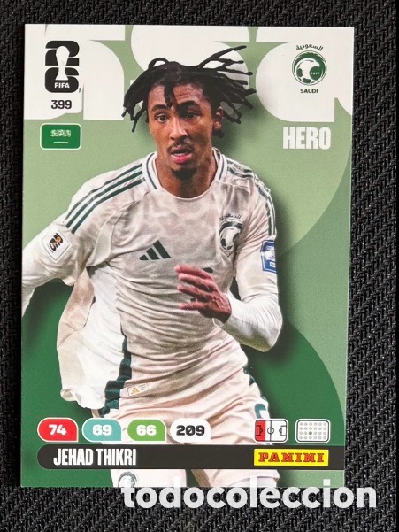 Coleccionismo Cromos antiguos: 399 THIKRI ARABIA SAUD&Iacute; Carta FIFA WORLD CUP 2026 mundial ADRENALYN XL