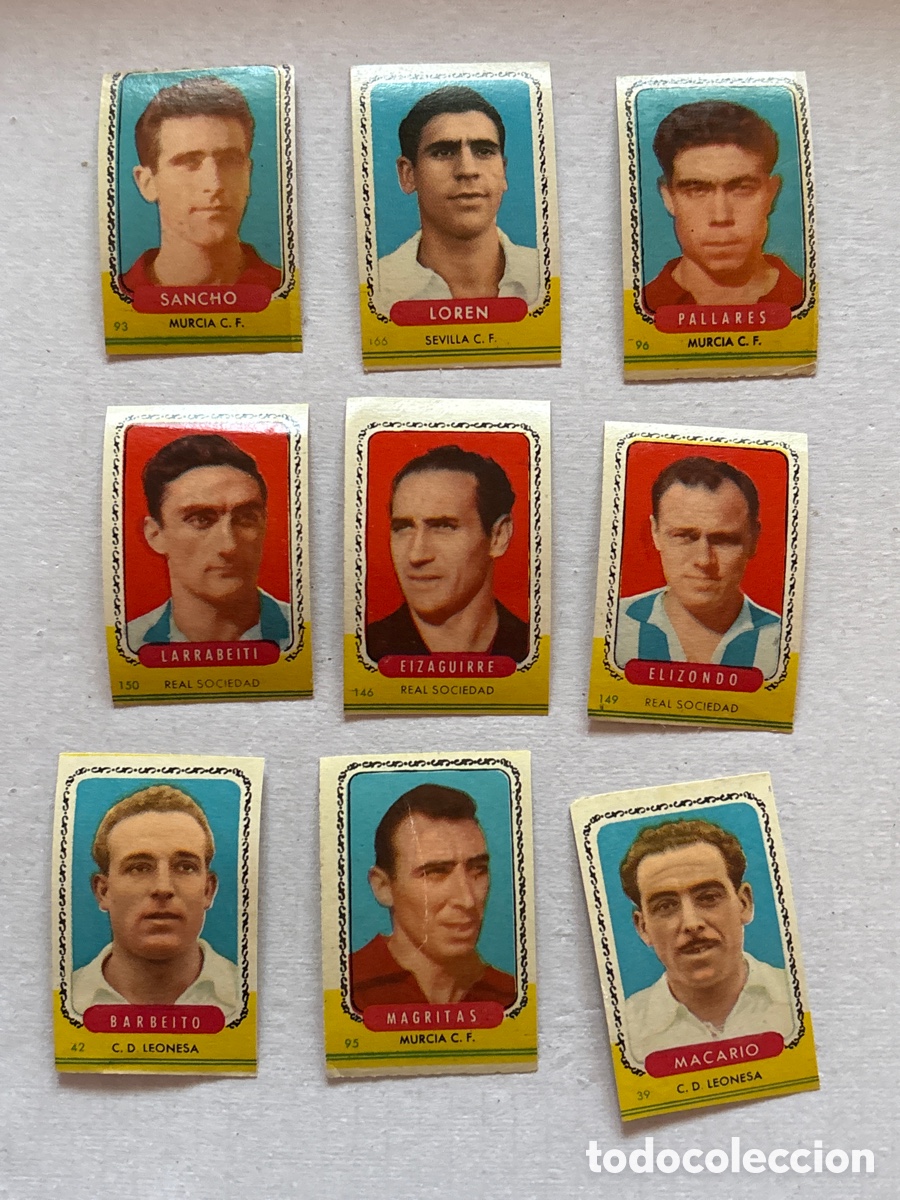 Coleccionismo Cromos antiguos: LOTE DE 9 CROMOS DE FUTBOL COLECCI&Oacute;N CAMPEONES DE BRUGUERA ( 1955 1957 )