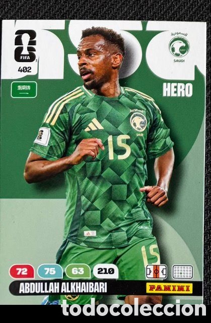 Coleccionismo Cromos antiguos: 402 ABDULLAH ARABIA SAUDI Carta FIFA WORLD CUP 2026 mundial ADRENALYN XL