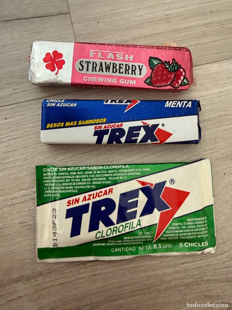 Coleccionismo Cromos antiguos: 3 tabletas de chicle cerradas sin abrir - Trex