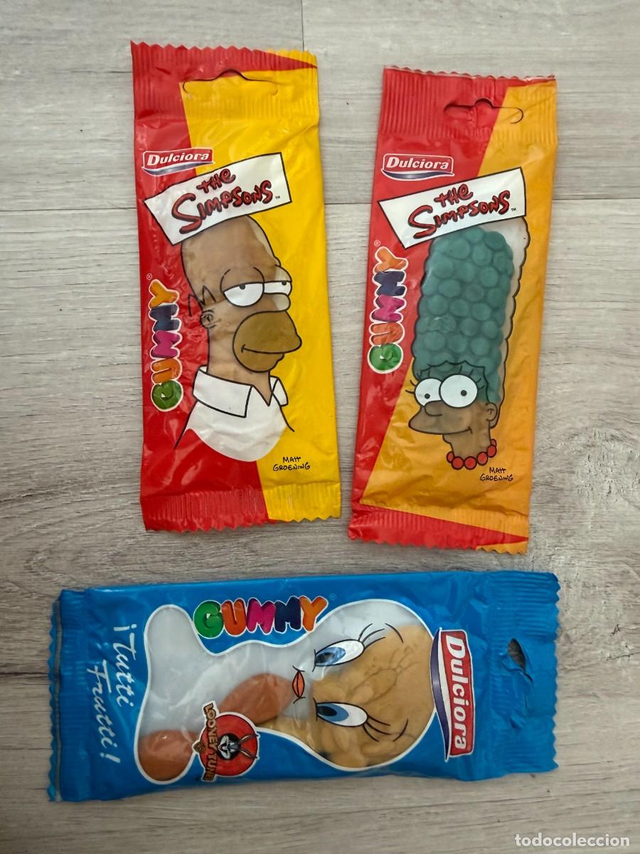 Coleccionismo Cromos antiguos: Lote de 3 chicles golosinas cerradas sin abrir - Simpsons y Looney Tunes