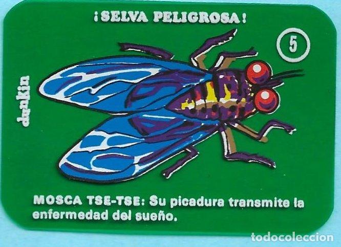Coleccionismo Cromos antiguos: DUNKIN SELVA PELIGROSA. N&ordm; 5. MOSCA TSE TSE: SU PICADURA TRANSMITE LA ENFERMEDAD DEL SUE&Ntilde;O, S/F.