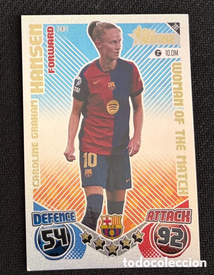 Coleccionismo Cromos antiguos: HANSEN FC BARCELONA Heritage WOMAN OF THE MATCH TOPPS MATCH ATTAX EXTRA CHAMPIONS 2024 2025