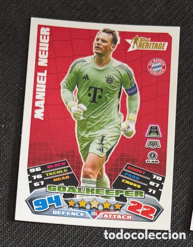Coleccionismo Cromos antiguos: MANUEL NEUER BAYERN M&Uacute;NICH heritage MAN OF THE MATCH TOPPS MATCH ATTAX EXTRA CHAMPIONS 2024 2025
