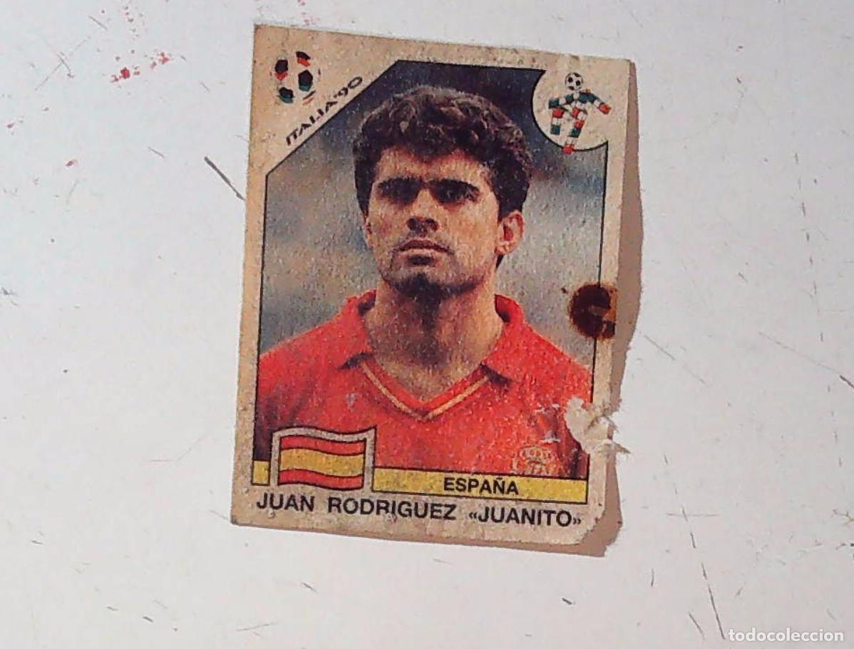 Coleccionismo cromos antiguos: Cromo panini mundial Italia 90 n&uacute;mero 350 Juanito - Stickers album world cup Italy 1990 muy da&ntilde;ado