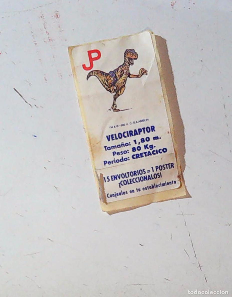 Coleccionismo cromos antiguos: cromo chicle jurasic park velociraptor