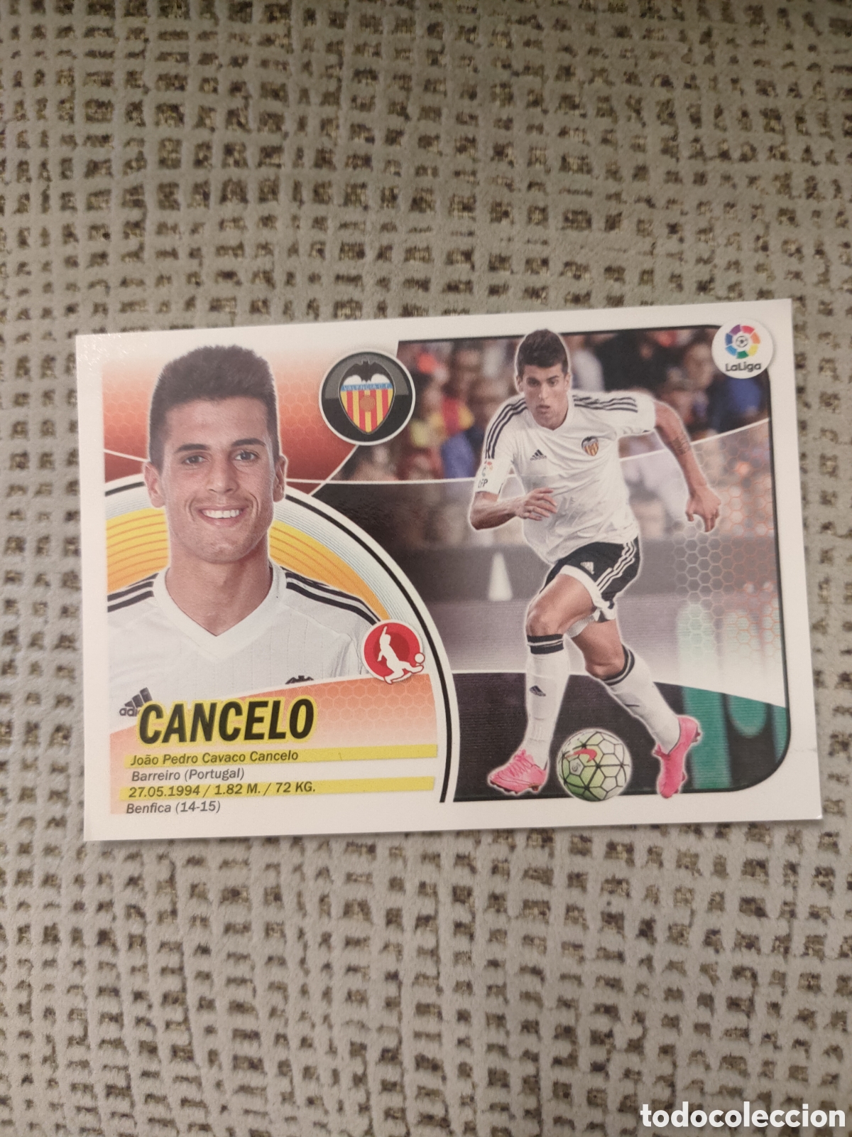 Coleccionismo cromos antiguos: Cancelo, Valencia CF, Liga Santander, ediciones este 2016 2017