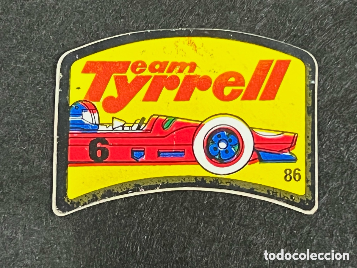 Coleccionismo cromos antiguos: CROMO BIMBO S&Uacute;PER EMBLEMAS TEAM TYRRELL N&Uacute;MERO 86 SIN PEGAR TROQUELADO